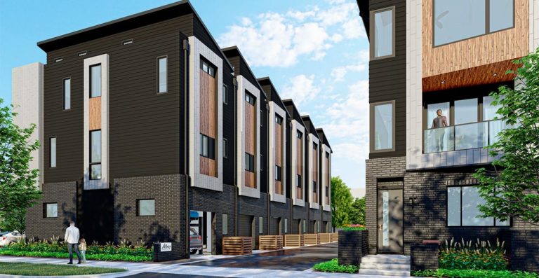 Revolve Residential Alloy townhomes streetscape rendering